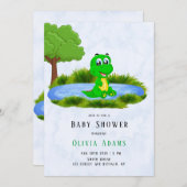 池のワニ男の子の赤ちゃんシャワー 招待状 (正面/裏面)