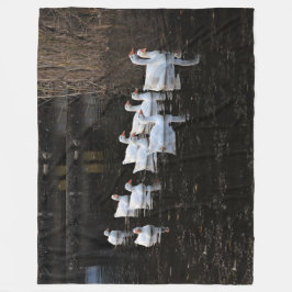 池の上でガチョウ フリースブランケット