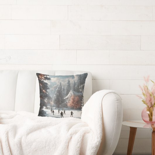 池の上のクリスマスアイススケーター クッション (ソファ)