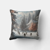 池の上のクリスマスアイススケーター クッション (裏面)