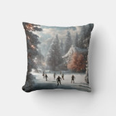 池の上のクリスマスアイススケーター クッション (正面)