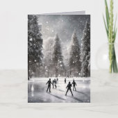 池の上のクリスマスアイススケーター シーズンカード (正面)