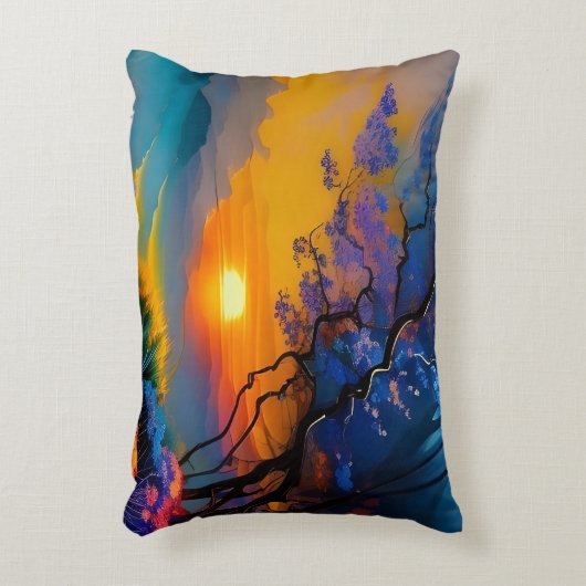 池の上のゴージャスな日の出 アクセントクッション (正面(垂直))