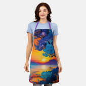 池の上のゴージャスな日の出 エプロン (着用した状態)