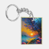 池の上のゴージャスな日の出 キーホルダー (正面左)