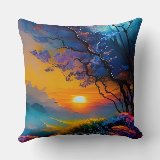 池の上のゴージャスな日の出 クッション (裏面)