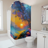 池の上のゴージャスな日の出 シャワーカーテン (インサイチュ)
