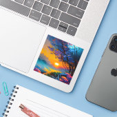 池の上のゴージャスな日の出 シール (ノートパソコンとiPhone)
