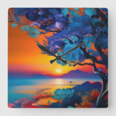 池の上のゴージャスな日の出 スクエア壁時計 (正面)