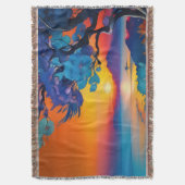 池の上のゴージャスな日の出 スローブランケット (正面縦)