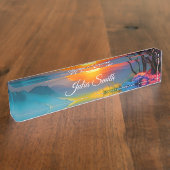 池の上のゴージャスな日の出 デスクネームプレート (側面)