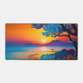 池の上のゴージャスな日の出 デスクマット (正面)
