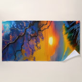 池の上のゴージャスな日の出 ビーチタオル (正面)