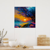 池の上のゴージャスな日の出 ポスター (キッチン)