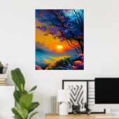 池の上のゴージャスな日の出 ポスター (ホームオフィス)