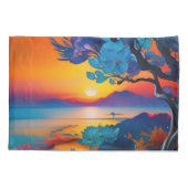 池の上のゴージャスな日の出 枕カバー (裏面)