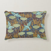 池の上の鳥のヴィンテージアールヌーボー アクセントクッション (正面)