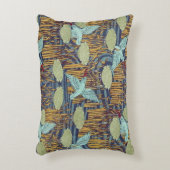 池の上の鳥のヴィンテージアールヌーボー アクセントクッション (正面(垂直))