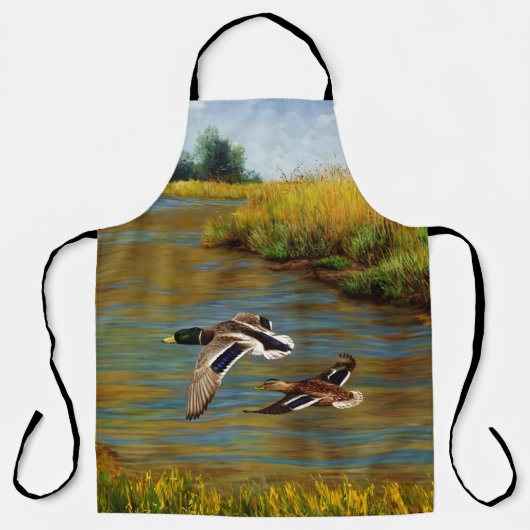 池の上飛んでいるのアヒル エプロン (正面)