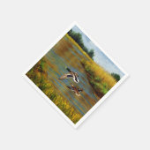 池の上飛んでいるのアヒル スタンダードカクテルナプキン (角)