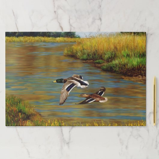 池の上飛んでいるのアヒル ペーパーパッド (インサイチュ)
