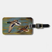 池の上飛んでいるのアヒル ラゲッジタグ (正面横)