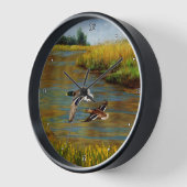 池の上飛んでいるのアヒル 壁時計 (傾斜)