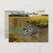 池の上飛んでいるのアヒル 招待状 (正面/裏面)