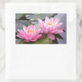 池の中に二つの野生のピンクの《植物》スイレン 長方形シール (バッグ)