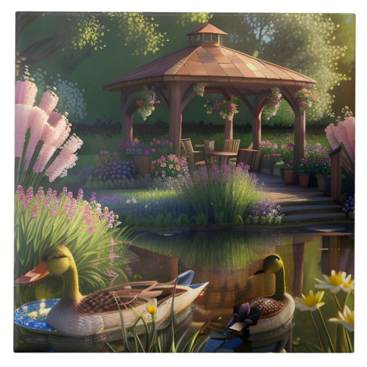 池の中のアヒル タイル (正面)