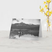 池の中のカウボーイと馬 カード (黄色い花)