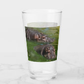 池の中の二頭のカバ、グラスを飲む タンブラーグラス (裏面)