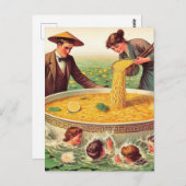 池の中の麺プールの超現実的なボウル ポストカード (正面/裏面)