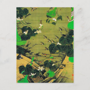池の側の虫絵画伊藤若冲 ポストカード