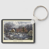 池の冬の初めのスケーター、ビンテージクリスマス キーホルダー (正面)
