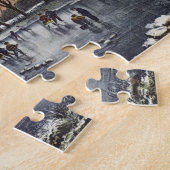 池の冬の初めのスケーター、ビンテージクリスマス ジグソーパズル (側面)