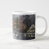 池の冬の初めのスケーター、ビンテージクリスマス ジャンボコーヒーマグカップ (右)