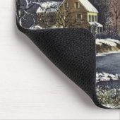 池の冬の初めのスケーター、ビンテージクリスマス マウスパッド (コーナー)