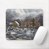 池の冬の初めのスケーター、ビンテージクリスマス マウスパッド (マウス)