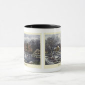 池の冬の初めのスケーター、ビンテージクリスマス マグカップ (中央)