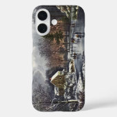 池の冬の初めのスケーター、ビンテージクリスマス Case-Mate iPhoneケース (裏面)