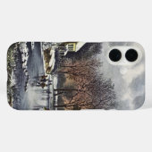 池の冬の初めのスケーター、ビンテージクリスマス Case-Mate iPhoneケース (裏面 (横))