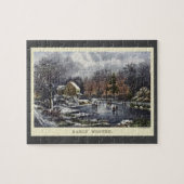 池の冬の初期スケーターのビンテージクリスマス ジグソーパズル (横)