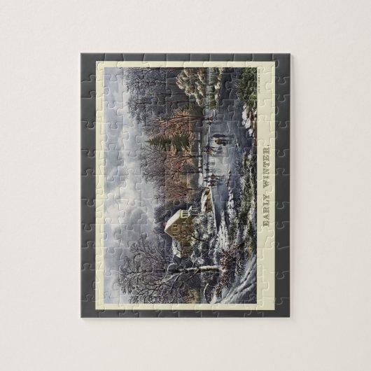 池の冬の初期スケーターのビンテージクリスマス ジグソーパズル (縦)
