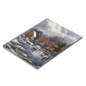 池の冬の初期スケーターのビンテージクリスマス ノートブック (左側)