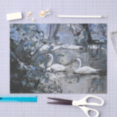 池の冬、雪に覆われた白鳥 薄葉紙 (クラフト)