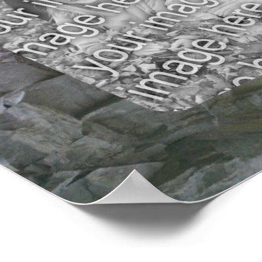 池の岩壁の反射あなたの写真を追加 ポスター (角)