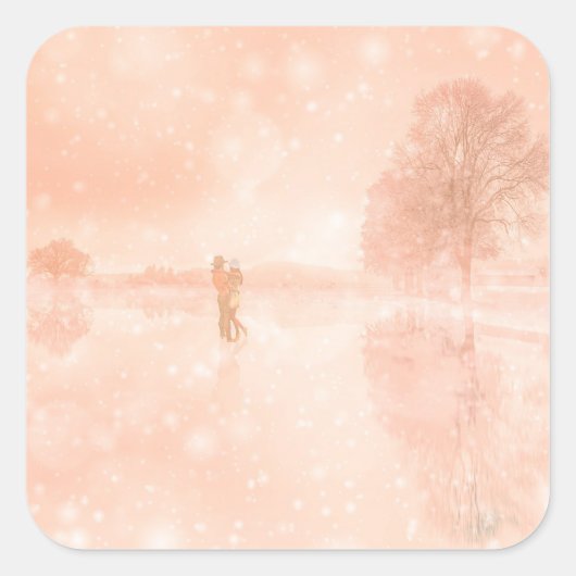 池の恋凍ってい人 スクエアシール (正面)