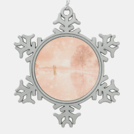 池の恋凍ってい人 スノーフレークピューターオーナメント