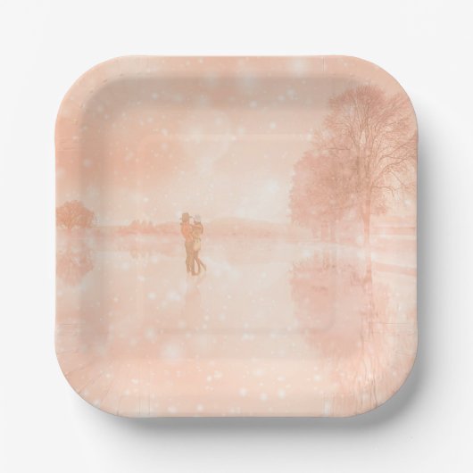 池の恋凍ってい人 ペーパープレート (正面)